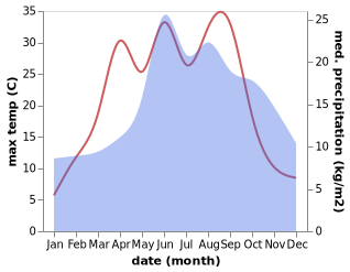 temperature and rainfall during the year in Lubowo