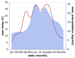 temperature and rainfall during the year in Manowo