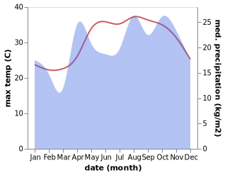 temperature and rainfall during the year in Al Ghuwayriyah