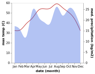 temperature and rainfall during the year in Al Jumayliyah