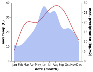 temperature and rainfall during the year in Aninoasa