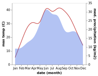 temperature and rainfall during the year in Cojasca