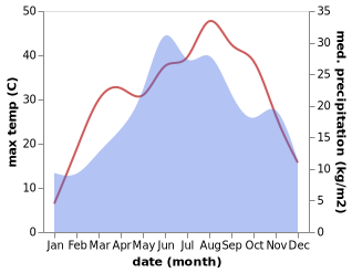 temperature and rainfall during the year in Amarastii de Jos