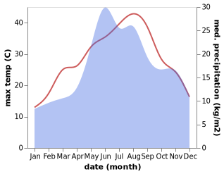 temperature and rainfall during the year in Sambata Noua