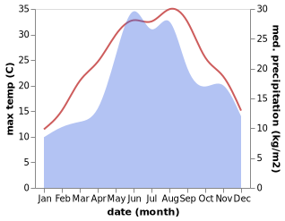 temperature and rainfall during the year in Sarichioi