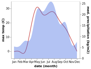 temperature and rainfall during the year in Dyurtyuli