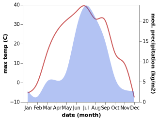 temperature and rainfall during the year in Nizhniy Sayantuy