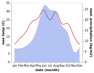 temperature and rainfall during the year in Ali-Yurt