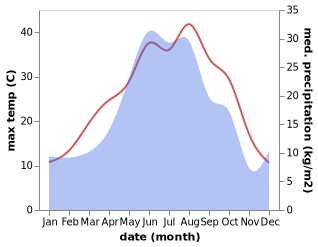 temperature and rainfall during the year in Alpatovo