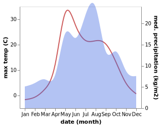 temperature and rainfall during the year in Kostino