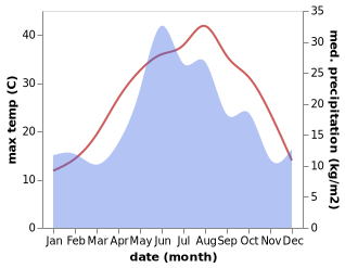 temperature and rainfall during the year in Afipskiy