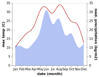 temperature and rainfall during the year in Betta