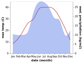 temperature and rainfall during the year in Parkovyy