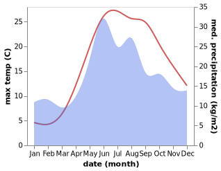 temperature and rainfall during the year in Taman'