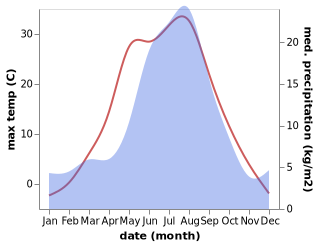 temperature and rainfall during the year in Novobirilyussy