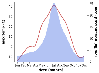 temperature and rainfall during the year in Tura