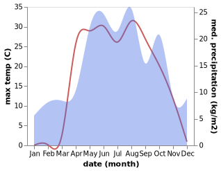 temperature and rainfall during the year in Zemetchino