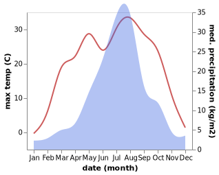 temperature and rainfall during the year in Partizansk