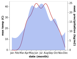 temperature and rainfall during the year in Aleksandrov Gay