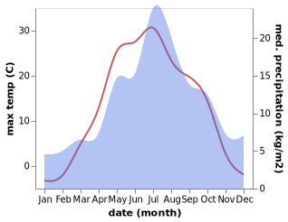 temperature and rainfall during the year in Cherëmukhovo