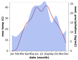 temperature and rainfall during the year in Nizhniy Chir