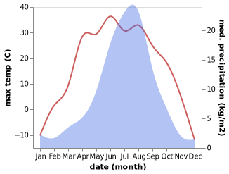 temperature and rainfall during the year in Nerchinskiy Zavod