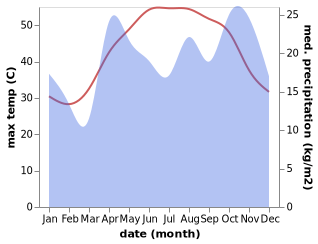 temperature and rainfall during the year in At Tubi