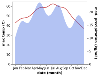 temperature and rainfall during the year in Bisha