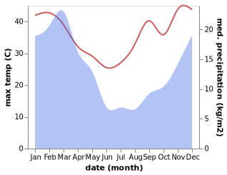 temperature and rainfall during the year in Adelaide