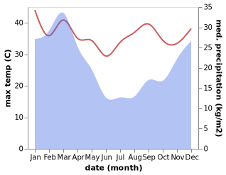 temperature and rainfall during the year in Bhisho