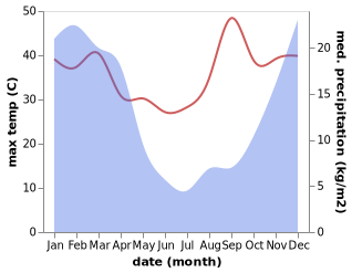 temperature and rainfall during the year in Reitz