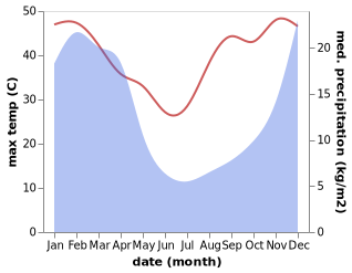 temperature and rainfall during the year in Senekal