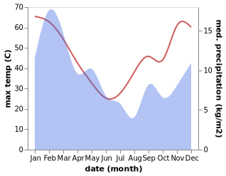 temperature and rainfall during the year in Fraserburg