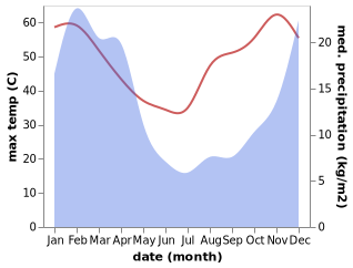 temperature and rainfall during the year in Hartswater