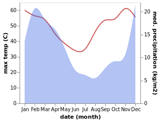 temperature and rainfall during the year in Kimberley