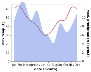 temperature and rainfall during the year in Springbok