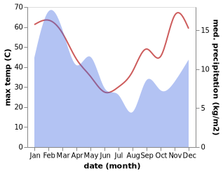 temperature and rainfall during the year in Williston