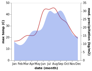 temperature and rainfall during the year in Andratx