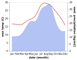 temperature and rainfall during the year in Groa de Murviedro