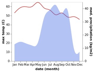 temperature and rainfall during the year in El Fasher