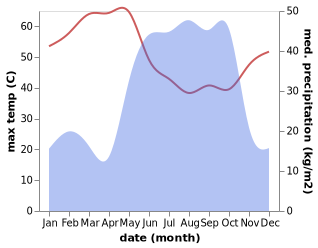 temperature and rainfall during the year in Al Lagowa