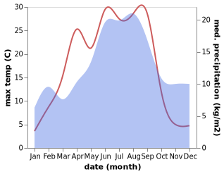 temperature and rainfall during the year in Bergby