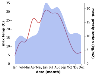 temperature and rainfall during the year in Gnosjoe