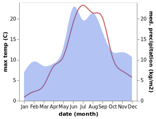 temperature and rainfall during the year in Djuro