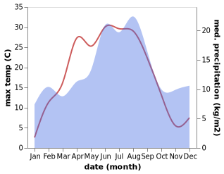 temperature and rainfall during the year in Edane