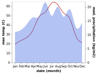 temperature and rainfall during the year in Bi'r Hulw
