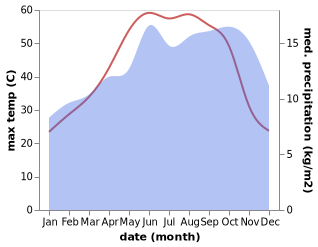 temperature and rainfall during the year in Damascus