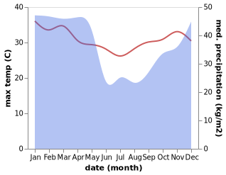 temperature and rainfall during the year in Ipinda