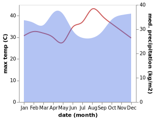 temperature and rainfall during the year in Geita