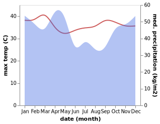 temperature and rainfall during the year in Ikwiriri